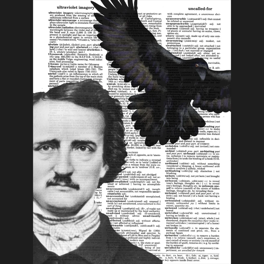 Edgar Allan Poe and His Raven Dictionary Art Print - Picture 4 of 4